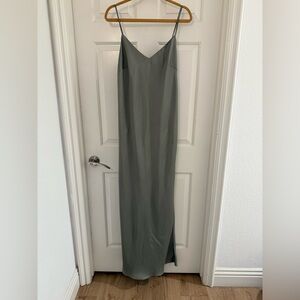 BHLDN V-Neck Dress Sage Grey Green 14